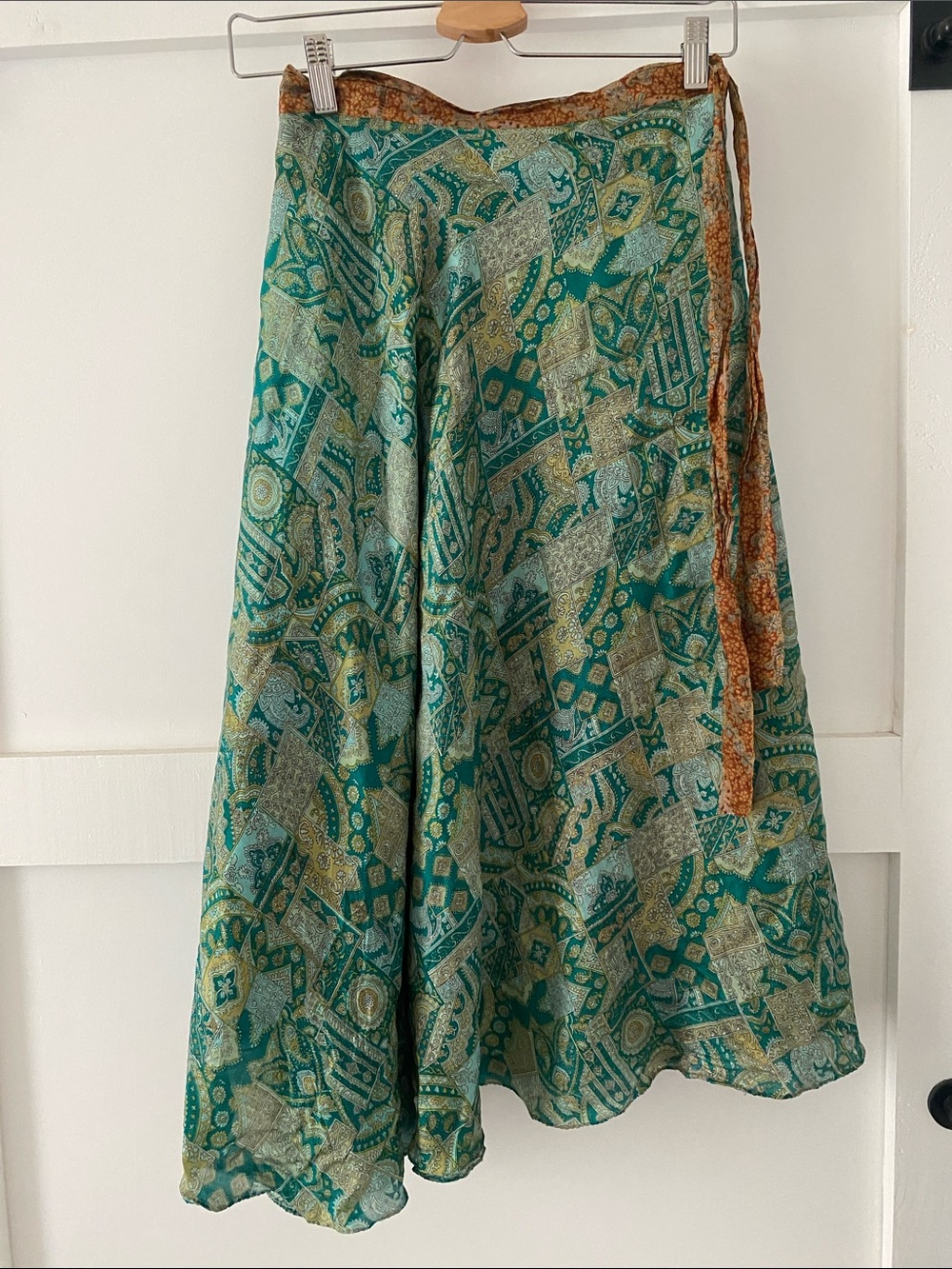 Teal Paisley A-Line Wrap Skirt